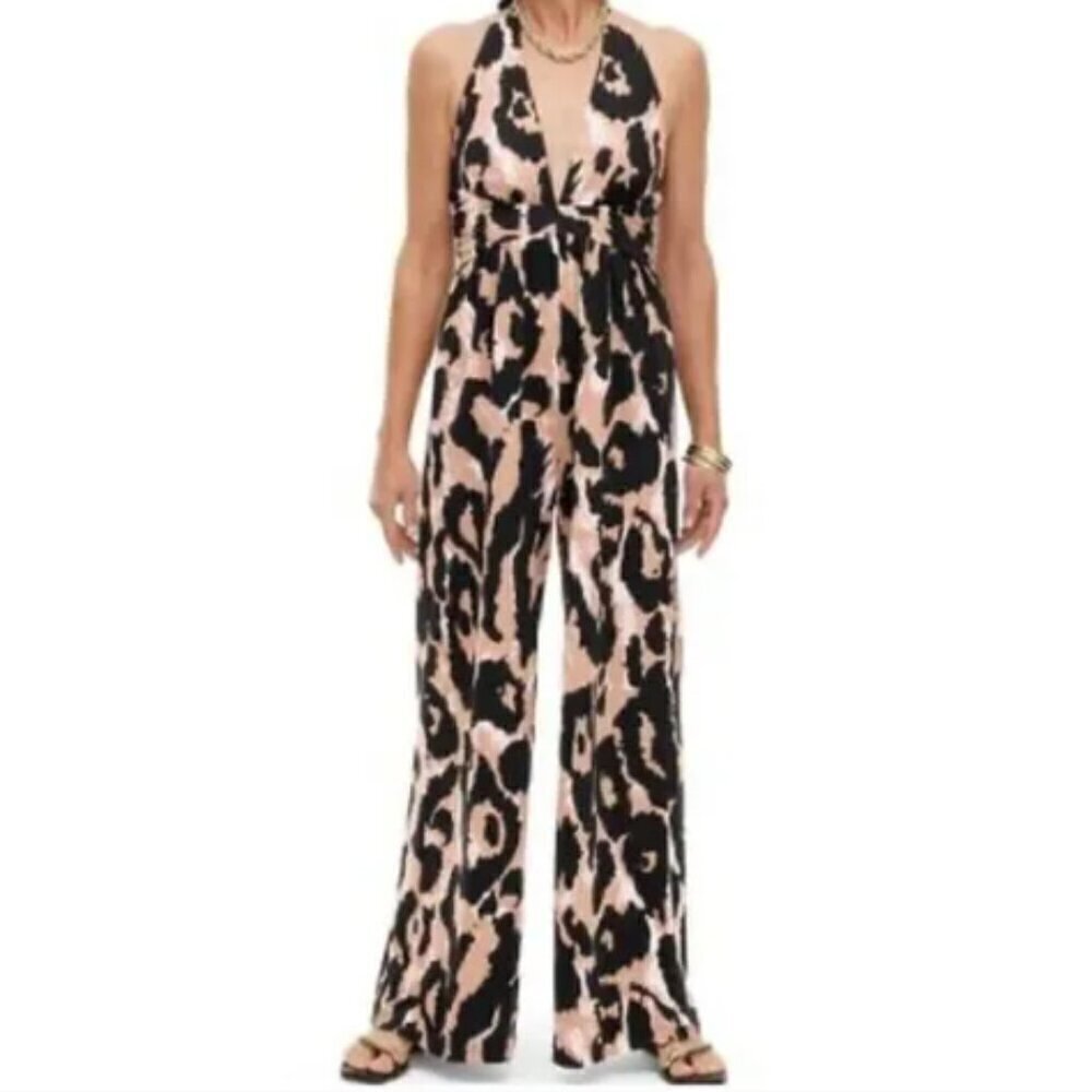 DVF for Target NWT Women’s Halter Leopard Jumpsuit Size XL